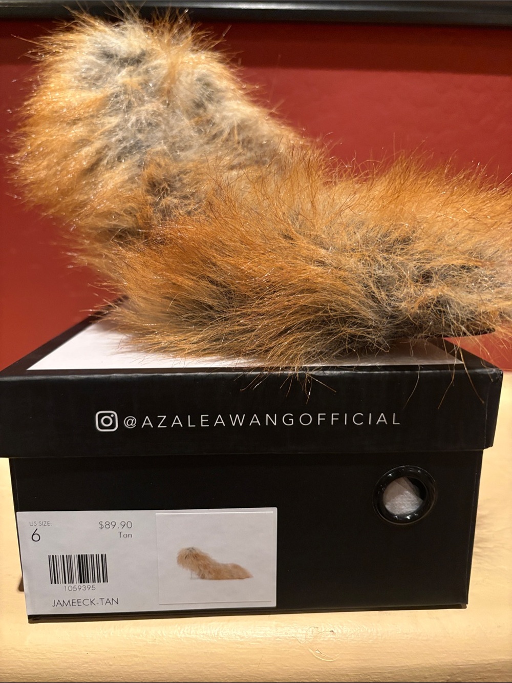 Azalea Wang Tan Fur Slide Sandals